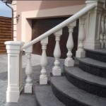 Радиальные бетонные перила - лестница в частном доме